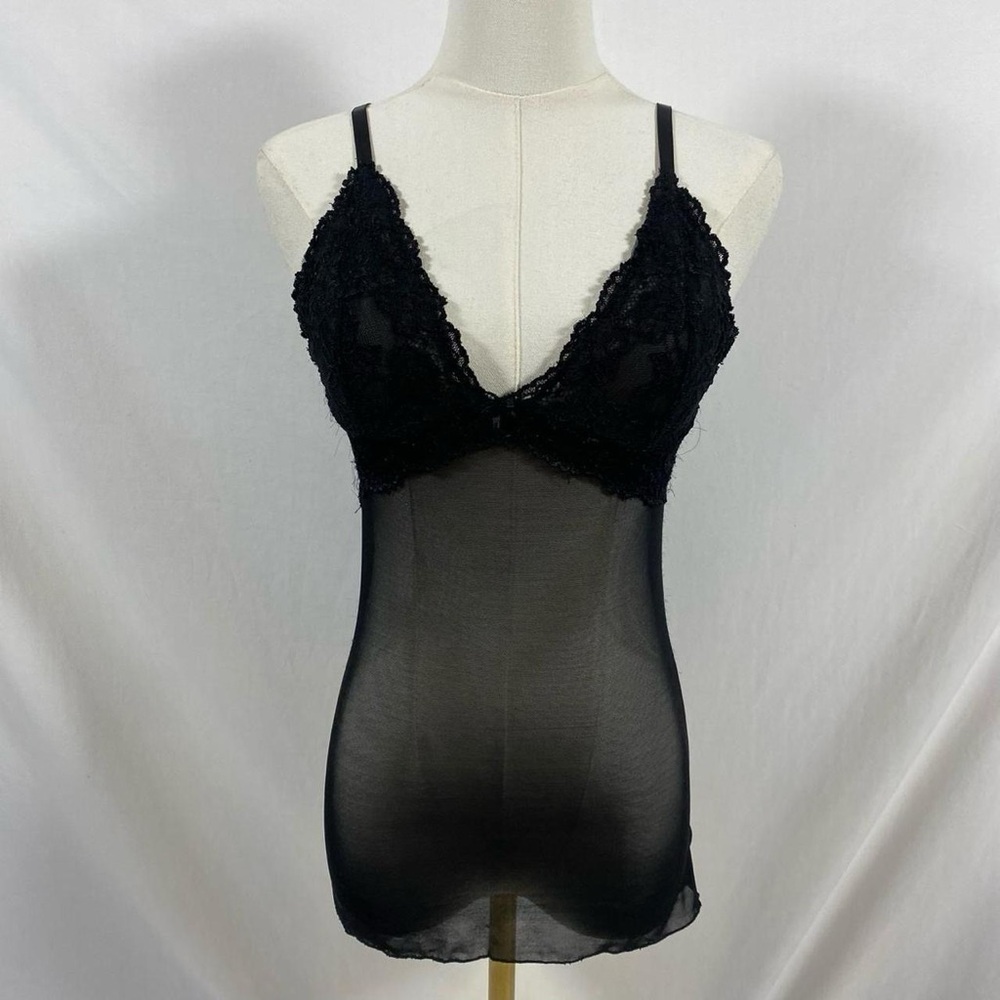 Merci black mesh lace lingerie cami top size small dark fairy whimsigoth‎